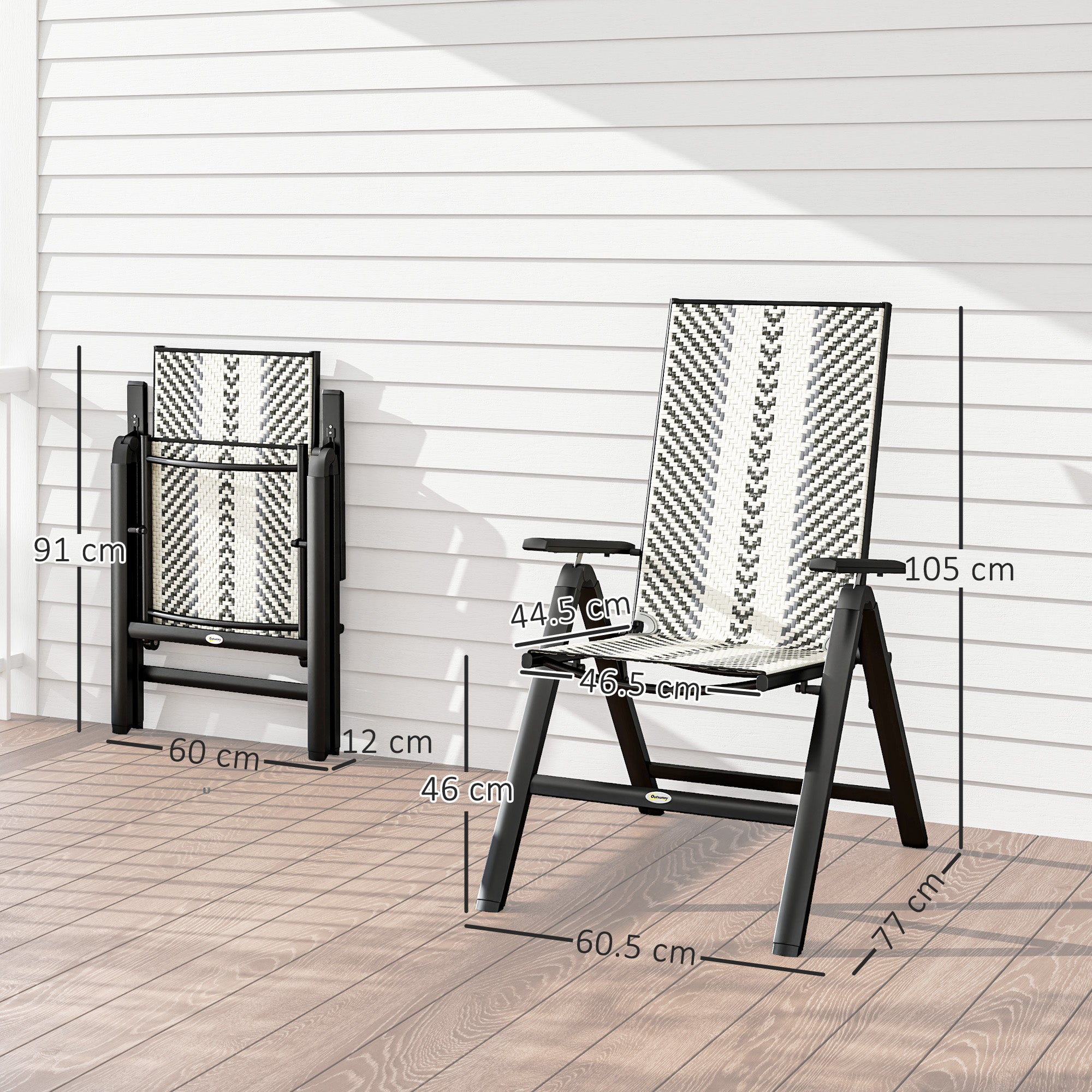 Rattan Reclining Garden Chairs - Grey