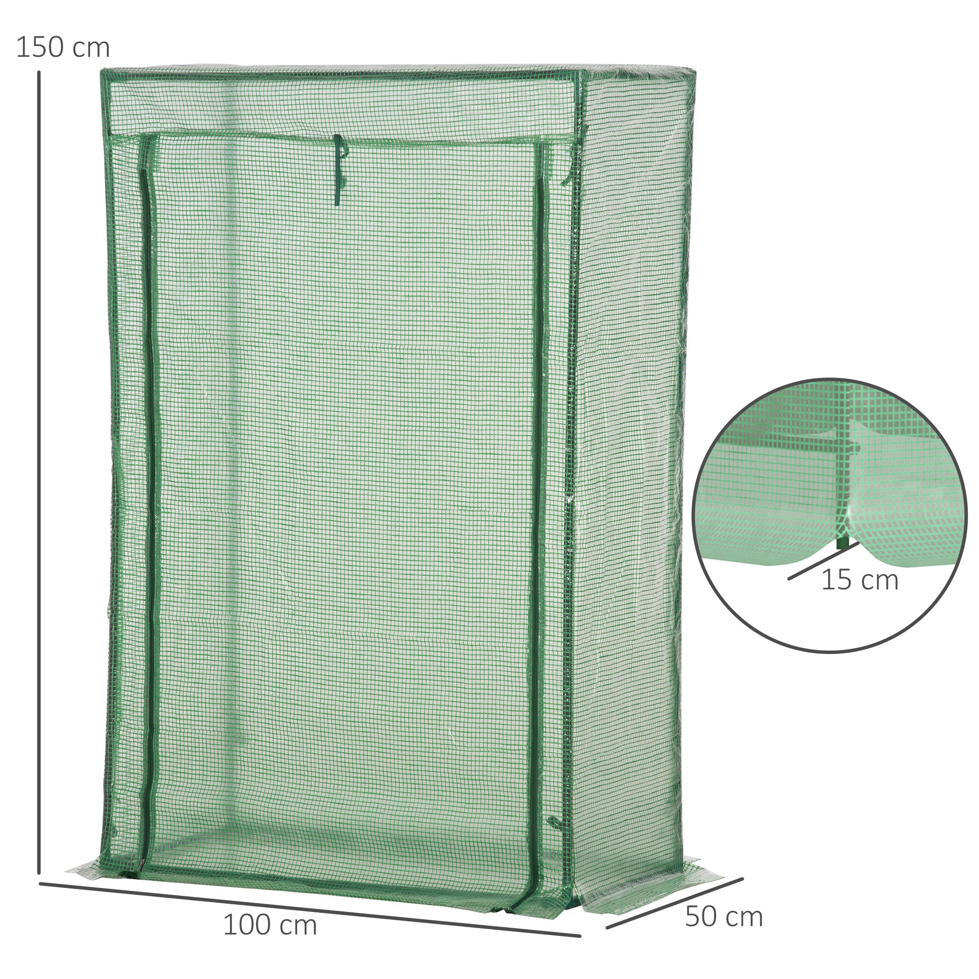 100 x 50 x 150cm Tomato Greenhouse Steel Frame PE Cover with Roll-up Door Outdoor for Backyard, Balcony, Garden, Green