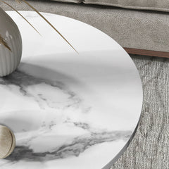Set of Two Marble-Effect Coffee Tables - White/Gold-Tone