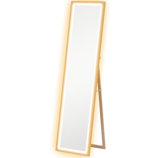 Full Length Mirror, with Adjustable Outer Light, Oak