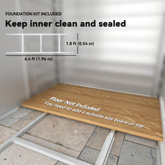 Fynco - 7 x 4ft Garden Shed, Easy to Assemble, Upgraded Galvanised Steel Frame with Foundation Kit, Double Doors with Lock, Outdoor Metal Shed with Vents and Gloves, Garden Storage Shed, Natural