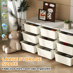 Kids Storage Unit, with Nine Drawers - Cream