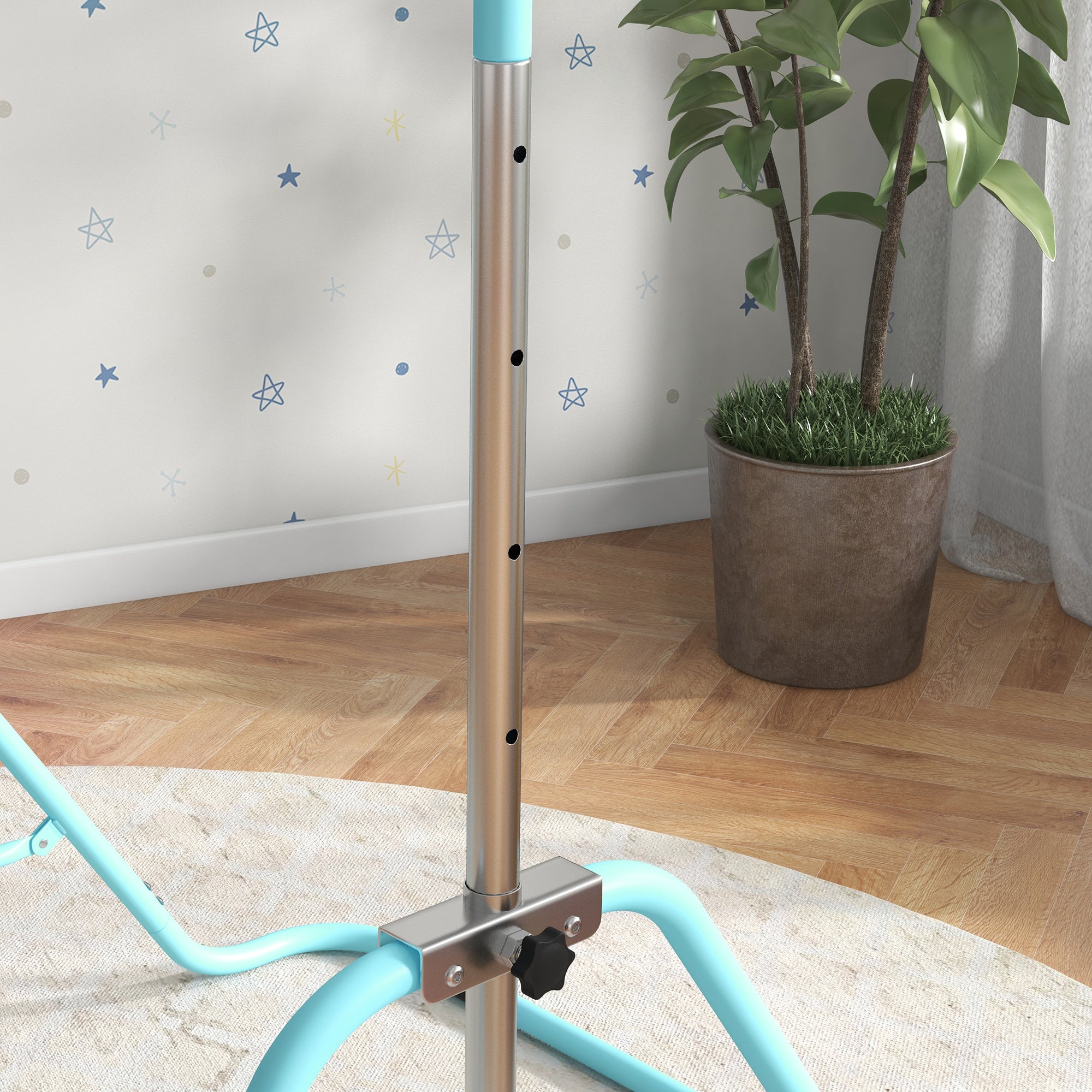 Kids Gymnastic Bar, with Adjustable Height, Foldable Horizontal Bars - Light Blue