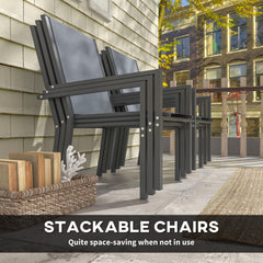 Seven-Piece Garden Dining Set, with Plastic Wood-Top Table - Grey