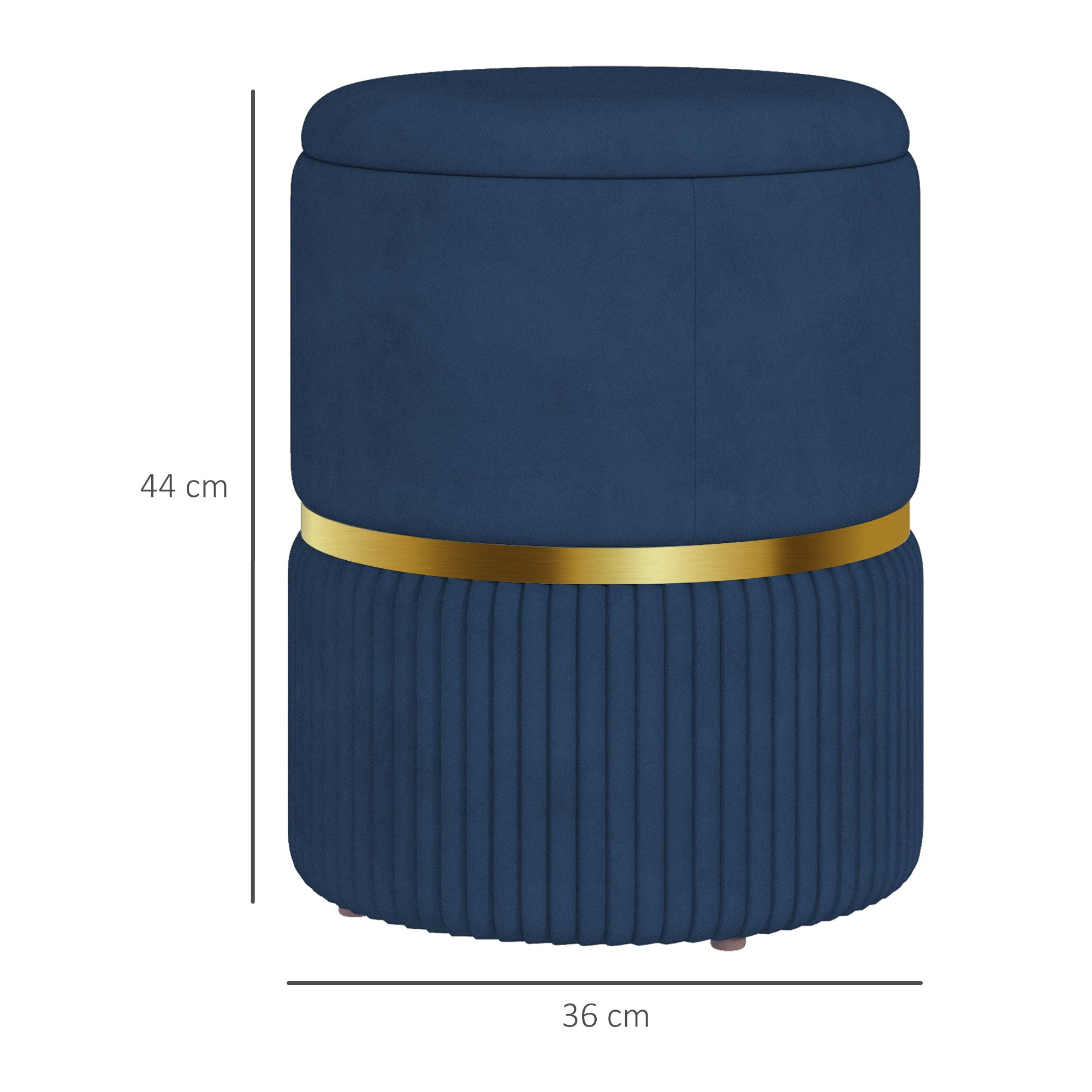 Velvet-Feel Storage Ottoman - Blue