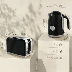 Fynco - Retro Toaster and Kettle Set - Black