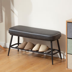 Fynco - PU Leather Shoe Storage Bench - Charcoal Grey
