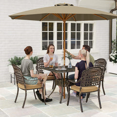 Five-Piece Cast Aluminium Garden Dining Set - Bronze Tone