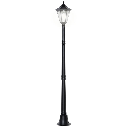 1.9M Garden Lamp Post Light, IP44 Outdoor LED Solar Powered Lantern Lamp with Decorative Bulb, Aluminium Frame for Patio, Pathway and Walkway, Black