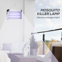 30W Electric Fly Zapper, Bug Zapper with UK Plug, 2 UV Bulbs, Hanging Chain, On/Off Switch and Removable Catch Tray, 60㎡ Coverage Insect Mosquito Killer for Indoor and Outdoor Use, Silver