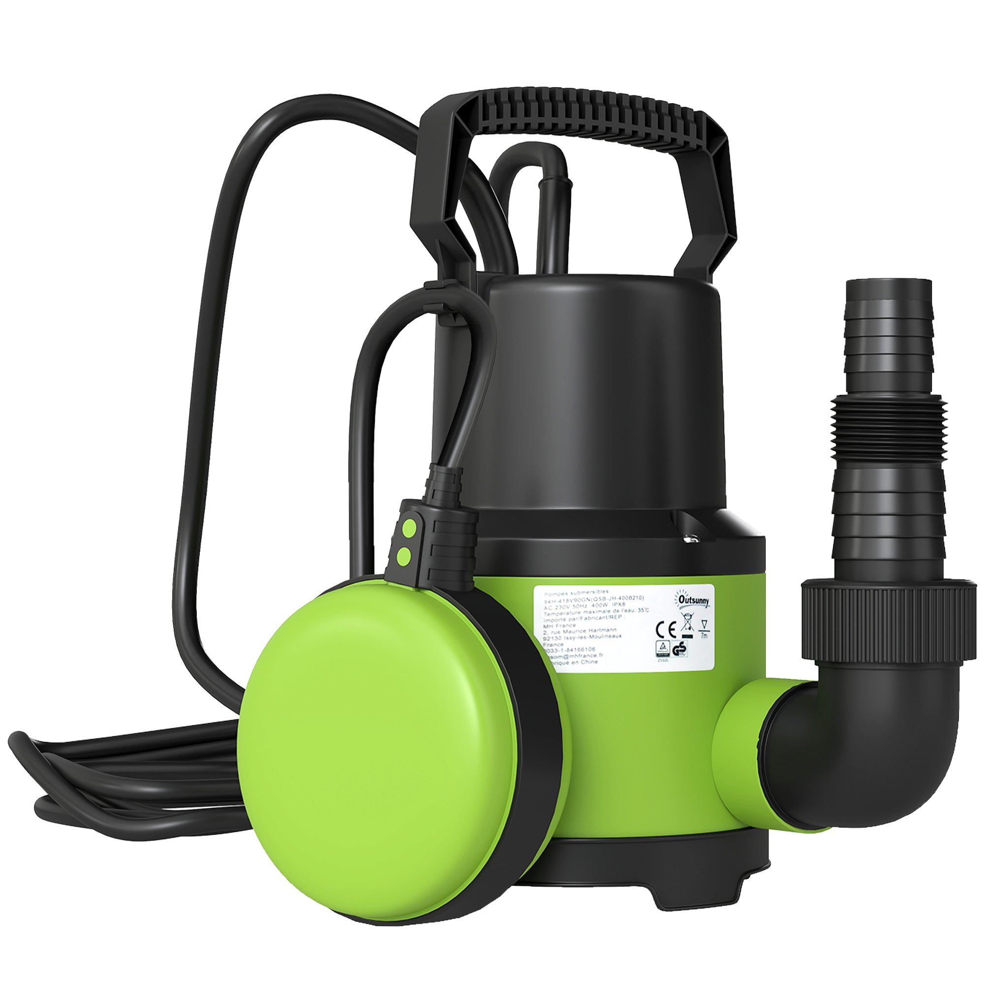400W Submersible Water Pump for Dirty/Clean Water, 9000L/H Electric Sump Pump with Float Switch, Drain Water from Garden Pond, Hot Tub, Ditches, Portable and Lightweight