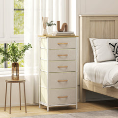 Chest of Five Fabric Drawers - Beige