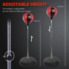 Training Boxing Punch Ball Set 125-145H x Φ43cm with Gloves Air Pump, 4-Position Adjustable Height Freestanding Boxing Speed Ball for Teenagers Exercise Training