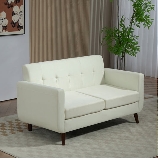 Two-Seater Linen-Look Sofa - Cream