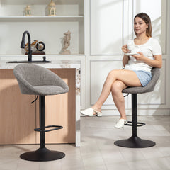 Fynco - Set of Two Relaxed Tub Bar Stools - Grey