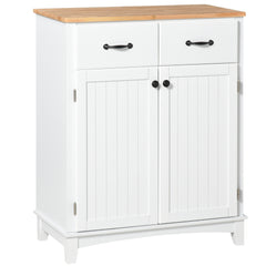 Modern Kitchen Cupboard, Wooden Storage Cabinet, Tableware Organizer with 2 Drawers for Living & Dining Room, White