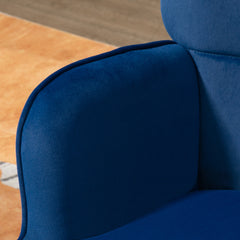 Modern Armchair with Footstool, Upholstered Accent Chair with Ottoman, Steel Legs, Velvet Wingback Chair for Living Room, Bedroom, Home Study, Dark Blue