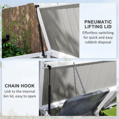 4.7 x 2.5FT Garden Shed, Lockable Outdoor Storage with Openable Lid, Small Shed for 2 Trash Cans, Tools, Patio, Light Grey