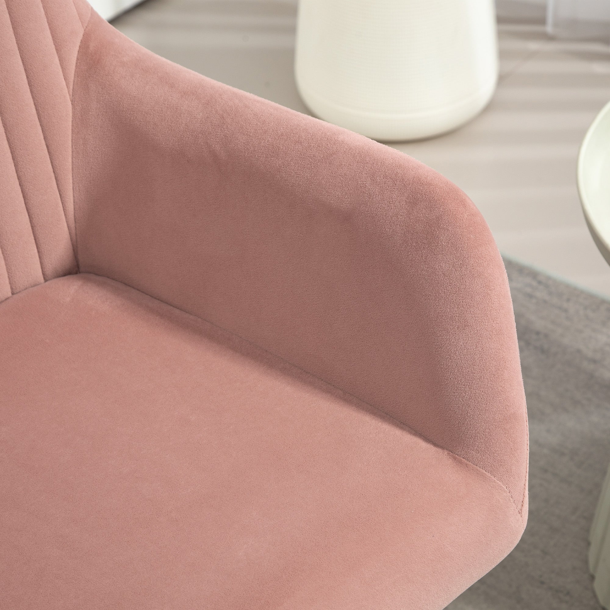 Modern Arm Chair Set of 2 Upholstered Accent Chair with Metal Base for Living Room Pink