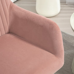 Modern Arm Chair Set of 2 Upholstered Accent Chair with Metal Base for Living Room Pink