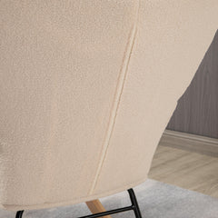 Berber Fleece Nursery Glider Rocker for Nursing, Wingback Rocking Chair for Living Room, Beige