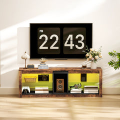 TV Stand Cabinet with LED Lights and Remote Control for TVs up to 65", Entertainment Centre with Storage Shelves and Compartment, Rustic Brown