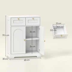 Fynco - Bathroom Floor Cabinet with 2 Drawers - White