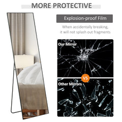 Full Length Dressing Mirror, Floor Standing or Wall Hanging, Aluminium Alloy Framed Full Body Mirror for Bedroom, Living Room, 50 x 161.5cm, Black