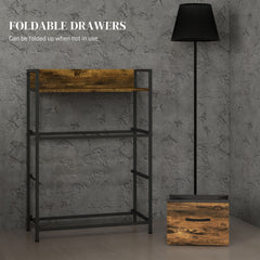 Rustic Chest of Four Fabric Drawers - Rustic Brown