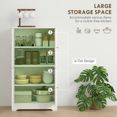 4-Door Kitchen Storage Cabinet with Adjustable Shelves - White