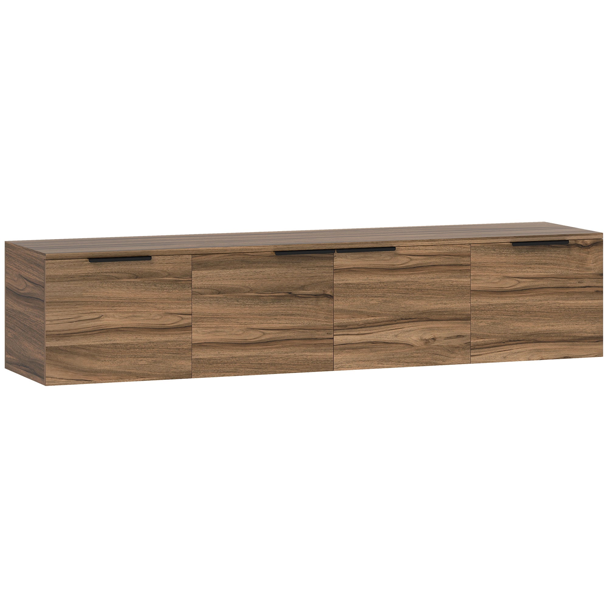 Floating TV Unit, 150 cm Wall Mounted TV Stand Cabinet with Shelves and Doors, Entertainment Media Console for Living Room, Bedroom, Rustic Brown