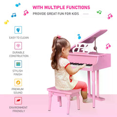 30 Keys Mini Kids Piano for Child with Music Stand and Bench Best Gifts Toy