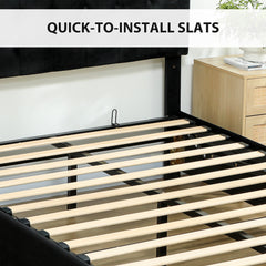 Fynco - King Size Ottoman Bed Frame, with Front Drawer - Black