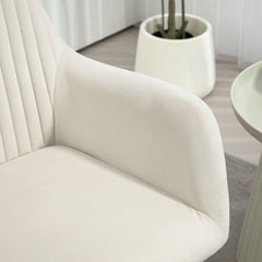 Modern Arm Chair Set of 2 Upholstered Accent Chair with Metal Base for Living Room Cream White