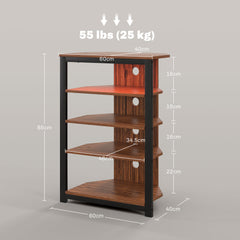4-Tier Corner TV Stand with Storage, LED Lights, Cable Management, Small TV Unit Entertainment Centre for TVs up to 29", for Living Room, Bedroom