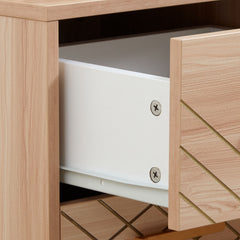 2-Piece Scandinavian Bedside Tables with Drawers, Bedside Cabinets with Wood Legs, Natural