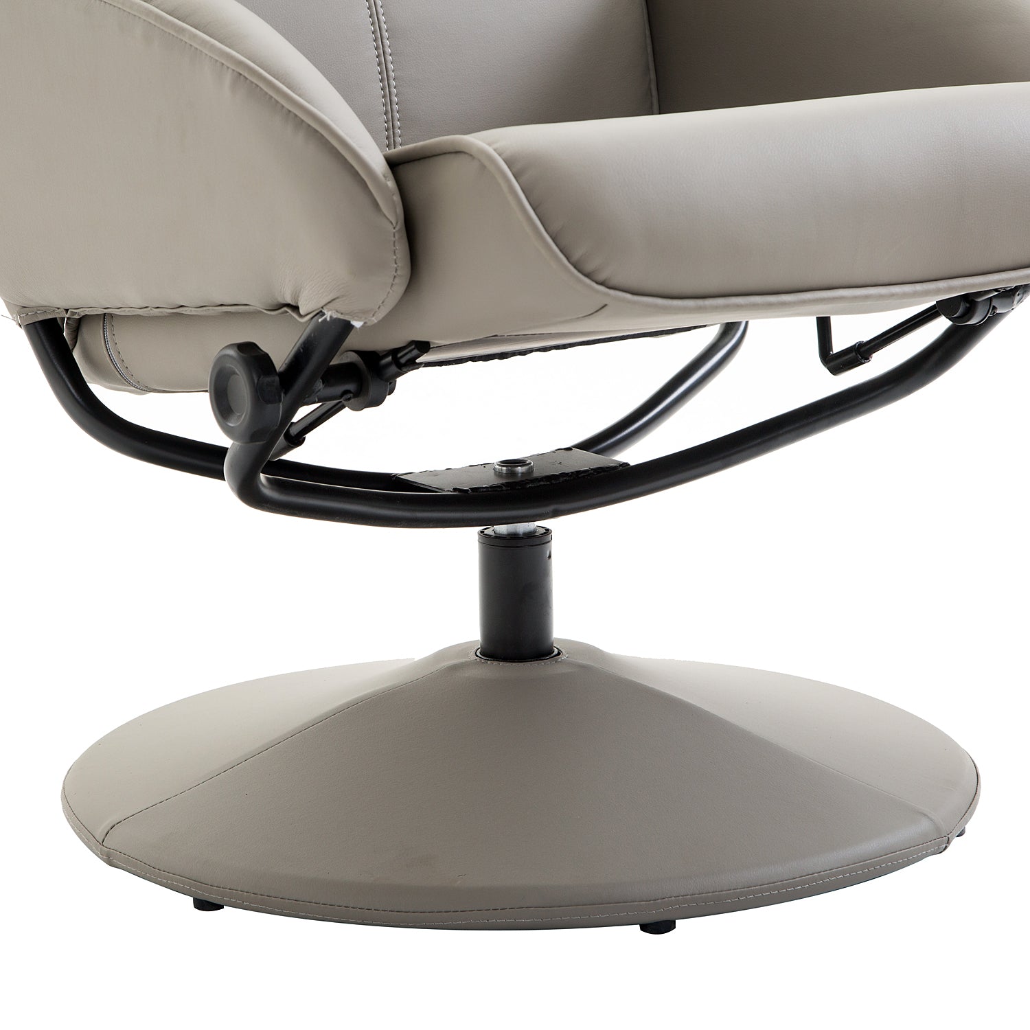 Recliner Chair and Footstool, Swivel PU Leather Upholstered Armchair with Footstool and Adjustable Backrest for Living Room, Bedroom, Grey