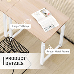 Computer Desk, Writing Table, 80 x 60 x 76cm Workstation for Home Office, Study with Metal Frame, Simple Assembly, White