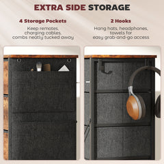 Chest of Five Fabric Drawers - Rustic Brown