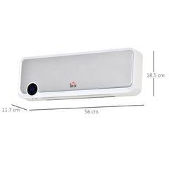 Fynco - Wall Downflow Heater 2 Heat and Fan 1000W/2000W, Electric Space Heater with Timer Remote Oscillating, for Bedroom Home Office, White and Silver