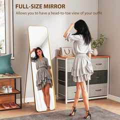 40 x 160 cm Rectangular Full Length Mirror - Gold Tone