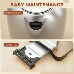 Fynco - Simple Polished Toaster and Kettle Set - Silver Tone