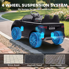 AIYAPLAY Land Rover Discovery Licensed 12V Kids Electric Car with Remote, 4 Wheel Suspension, Slow Start, Lights, Music, Black