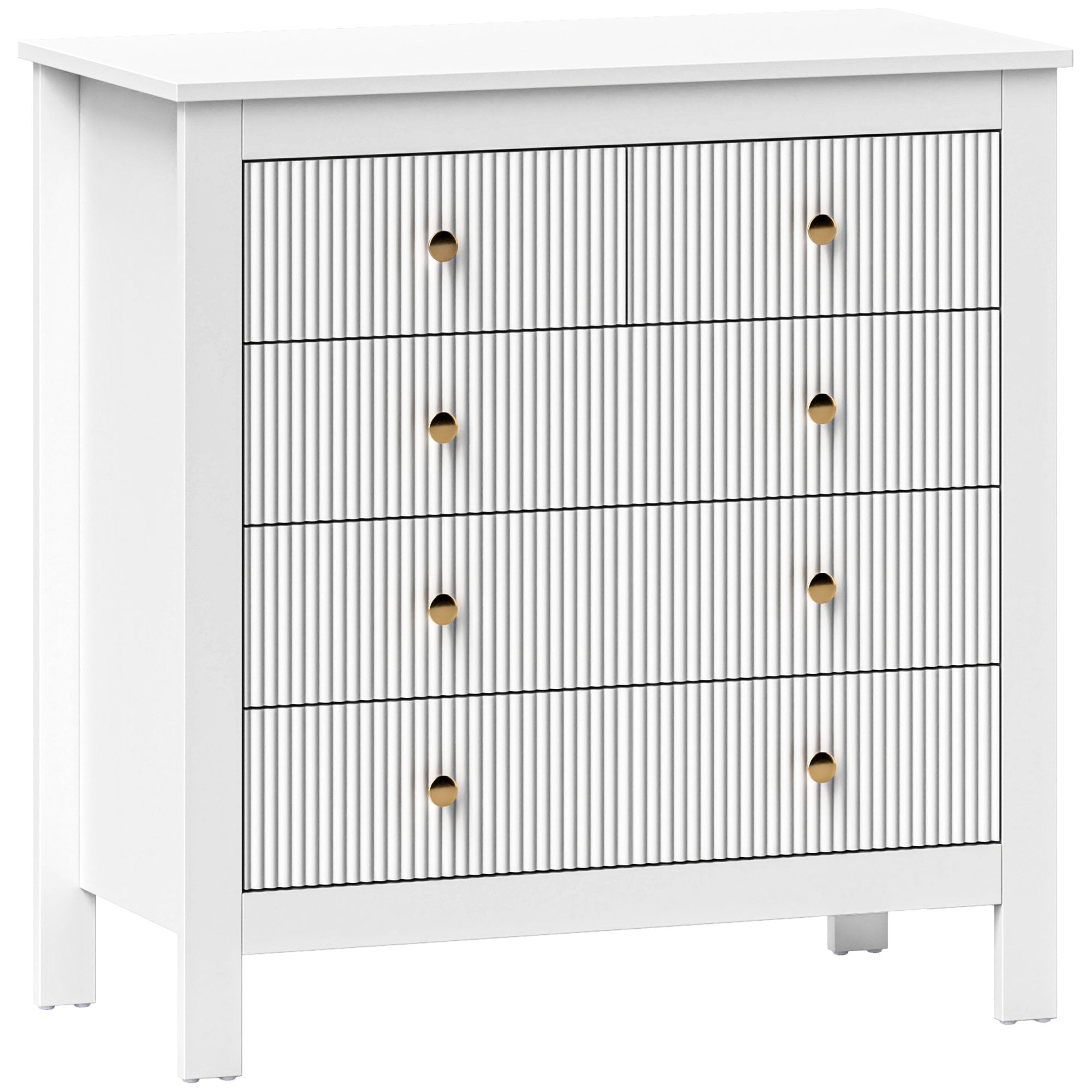 Elegant Chest of Five Drawers - White
