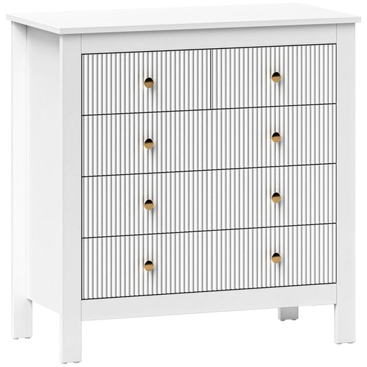 Elegant Chest of Five Drawers - White