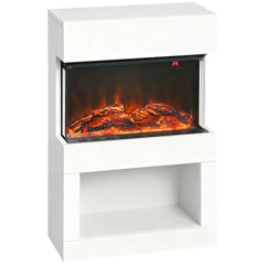 Fynco - Electric Fireplace with 3D Flame Effect, 6 Colours & 3 Brightness Levels, 1000W/2000W White Electric Fire and Mantel Reach up to 30㎡ Space with Remote & Timer, 3 Sided View for Living Room