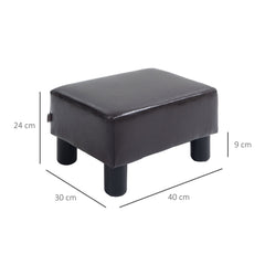 PU Leather Footstool Ottoman Cube with 4 Plastic Legs, Brown