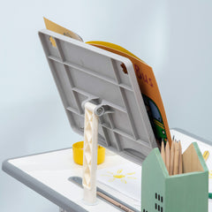 Kids Adjustable Desk and Chair Set, Book Stand, Pen Slot - Grey