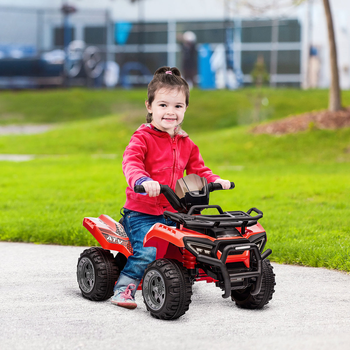 6V Kids Electric Ride on Car Toddlers Quad Bike All Terrain Vehicle Toy With Music for 18-36 months Red