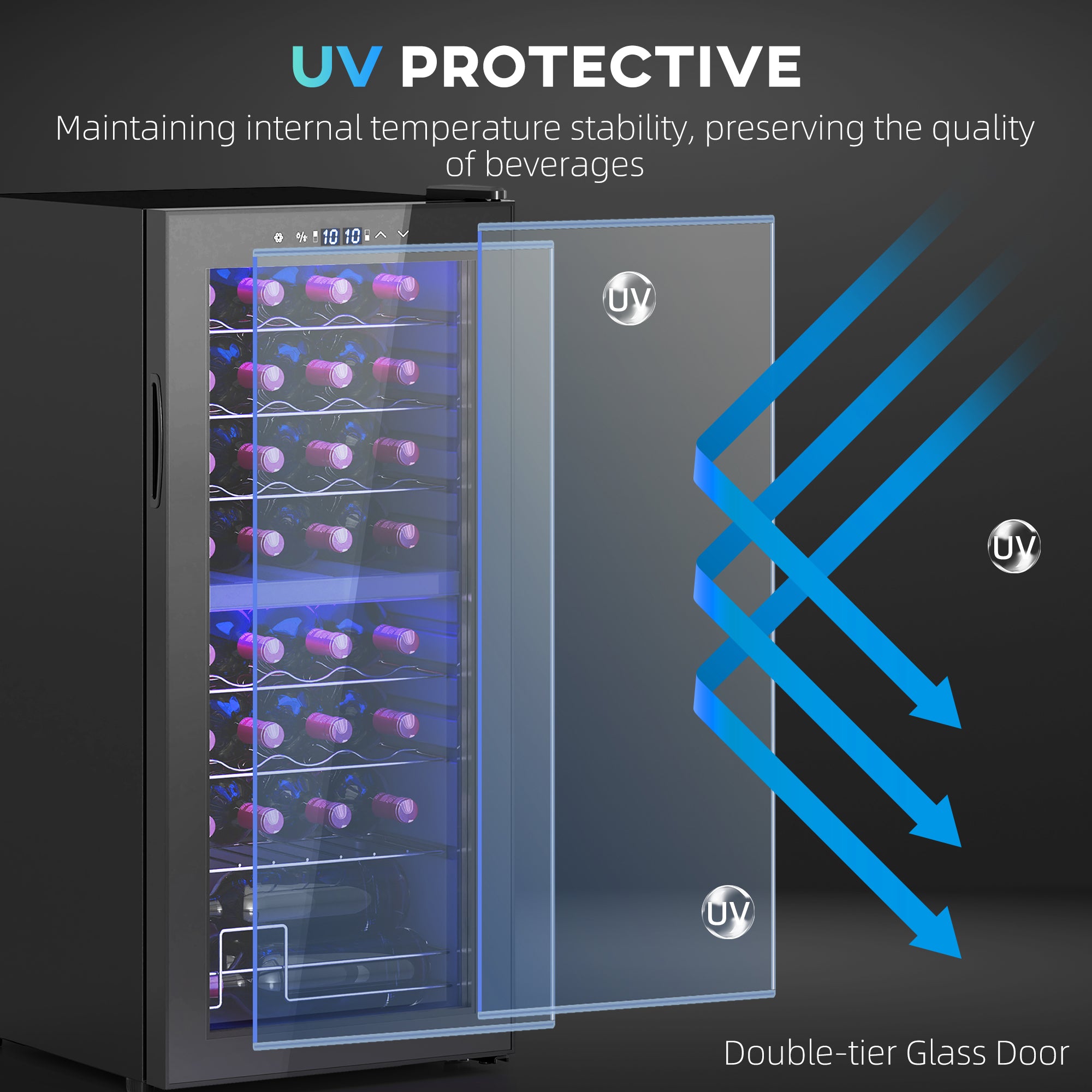 32 Bottle Dual Zone 5-18℃ Wine Fridge - Black